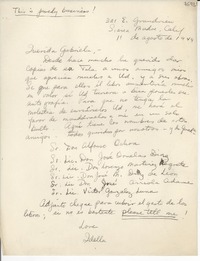 [Carta] 1949 ago. 11, Sierra Madre, California [a] Gabriela Mistral