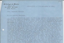 [Carta] 1942 nov. 5, México D.F. [a] Gabriela Mistral