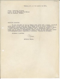 [Carta] 1943 abr. 2, México D.F. [a] Gabriela Mistral, Río de Janeiro, Brasil