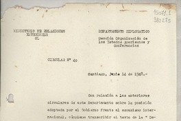 Circular N° 40, 1948 jun. 14, Santiago [a] los Señores Jefes de Misión y Consules de Chile