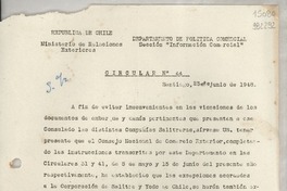 Circular N° 44, 1948 jun. 23, Santiago [a] los Señores Consules de Chile en el exterior