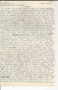 [Carta] 1944 ago. 15, Buenos Aires, [Argentina] [a] Gabriela Mistral, Río, [Brasil]