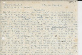 [Carta] 1945 ene. 24, Río de Janeiro, [Brasil] [a] Gabriela Mistral