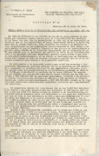 Circular N° 56, 1948 jul. 22, Santiago, [Chile] [a] Los Señores representantes diplomáticos y consulares de Chile en el exterior