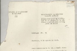 Circular N° 61, 1948 ago. 9, Santiago [a] los Señores Jefes de Misión y Consules de Chile