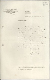 Circular N° 72, 1948 sept. 21, Santiago [a] los Representantes Diplomáticos y Consulares de Chile en el exterior