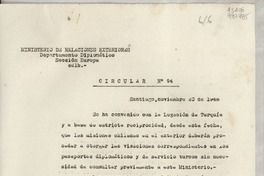 Circular N° 94, 1948 nov. 20, Santiago, [Chile] [a] Los Señores Jefes de las Misiones Diplomáticas y Consulares de Chile