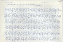 [Carta] 1947 sept. 4, Buenos Aires [a] Gabriela Mistral, Santa Bárbara