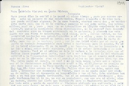 [Carta] 1947 sept. 21, Buenos Aires [a] Gabriela Mistral, Santa Bárbara