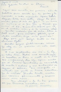 [Carta] 1952 ago. 31, [Argentina] [a] Gabriela Mistral, Italia