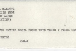[Carta] [1954] [a] Marta [i.e. Martha] Salotti, Buenos Aires, Argentina
