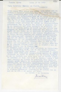 [Carta] 1952 mar. 19, Buenos Aires [a] Gabriela Mistral, Italia