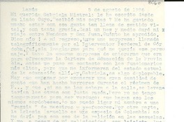 [Carta] 1956 ago. 5, Lanús, [Argentina] [a] Gabriela Mistral