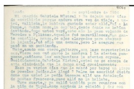 [Carta] 1956 sept. 5, Lanús, [Argentina] [a] Gabriela Mistral