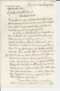 [Carta] 1939 mar. 15, Bogotá, [Colombia] [a] Gabriela [Mistral]