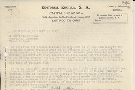 [Carta] 1939 jun. 12, Santiago [a] Gabriela Mistral, Nice, France
