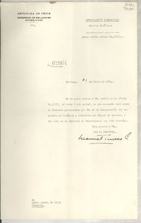 [Memorandum] N° 02864, 1949 mar. 21, Santiago, [Chile] [al] Señor Cónsul de Chile, Veracruz, [México]