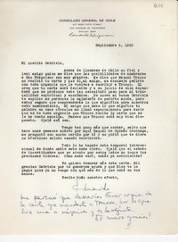 [Carta] 1950 sept. 8, [Los Angeles, California, EE.UU.] [a] Gabriela [Mistral]