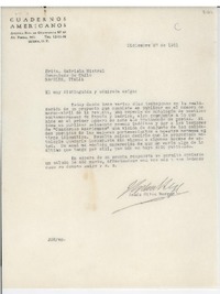 [Carta] 1951 dic. 27, México, D. F. [a] Srita. Gabriela Mistral, Consulado de Chile, Nápoles, Italia