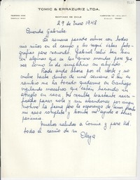 [Carta] 1948 ene. 29, Santiago, Chile [a] Gabriela [Mistral]