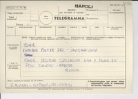 [Telegrama] [1951, Napoli] [a] Radomiro Tomic, Santiago, Chile