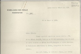 [Circular] N° 101, 1939 ene. 26, Washington [a] Srta. Lucila Godoy, Cónsul en Comisión, St. Augustine, Florida, E. U. de A.