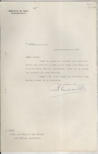 [Circular] N° 2342, 1947 nov. 12, Washington [al] Señor Cónsul de Chile en Los Angeles, California