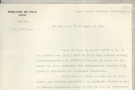 [Oficio] N° 375221, 1950 jun. 15, México D. F. [a] Señorita Gabriela Mistral, Cónsul de Chile en Comisión, Jalapa, Ver.