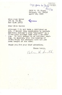 [Carta] 1972 may 17, Chicago, [Estados Unidos] [a] Joan Daves, New York, [Estados Unidos]