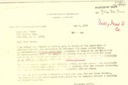 [Carta] 1972 may 9, Chicago, [Estados Unidos] [a] Joan Daves, New York, [Estados Unidos]