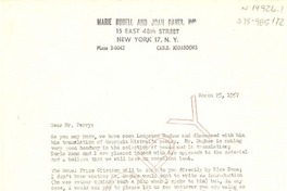 [Carta] 1957 mar. 25, [New York, Estados Unidos] [a] Bernard B. Perry, Bloomington, Indiana, [Estados Unidos]
