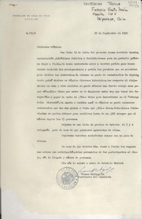 [Oficio] N° 110G, 1952 sept. 27, Nápoles, Italia [a los] Estimados Señores [Universidad Técnica Federico Santa María, casilla 110 V, Valparaíso, Chile]