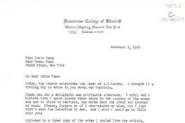 [Carta] 1965 nov. 1, Blauvelt, New York, [Estados Unidos] [a] Doris Dana, Pound Ridge, New York, [Estados Unidos]