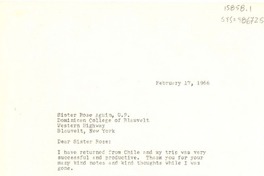 [Carta] 1966 feb. 17, [Pound Ridge, New York, Estados Unidos] [a] sister Rose Aquin, o.p., Bleuvelt, New York [Estados Unidos]