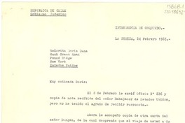 [Carta] 1965 feb. 24, La Serena, Chile [a] Doris Dana, Pound Ridge, New York, Estados Unidos