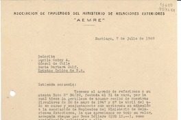 [Carta] 1948 jul. 7, Santiago, [Chile] [a la] Señorita Lucila Godoy A., Cónsul de Chile, Santa Barbara Calf., Estados Unidos de N.A.