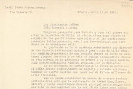 [Carta] 1951 jun. 13, Trento, Via Esterle 30, [Italia] [a la] Muy Distinguida Señora, Doña Gabriela Mistral
