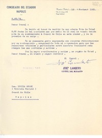 [Oficio] N. 28151, 1951 nov. 19, Nápoles, [Italia] [a la] Sra. Lucila Godoy (Gabriela Mistral), Cónsul de Chile, Nápoles, [Italia]