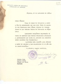 [Carta] 1952 nov. 15, Nápoles, [Italia] [a la] Señora Doña, Lucila Godoy, Cónsul de Chile, Nápoles, [Italia]