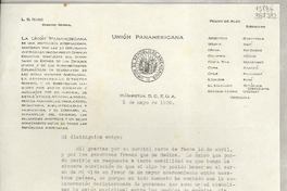 [Carta] 1939 mayo 2, Washington, D. C., E.U.A. [a] Srta. Gabriela Mistral, American Express, Nice, France