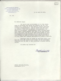 [Oficio] N° 261, 1956 abr. 16, 2440 Massachusetts Ave., N. W., Washington 8, D. C., [EE.UU.] [a la] Señora Gabriela Mistral, Washington, D. C., [EE.UU.]