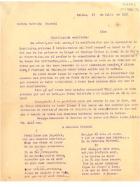 [Carta] 1938 jul. 25, Callao, [Perú] [a] Gabriela Mistral ]España?]