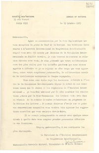 [Carta] 1925 oct. 13, Paris, [Francia] [a] Mademoiselle Gabriela Mistral