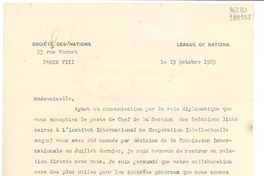 [Carta] 1925 oct. 13, Paris, [Francia] [a] Mademoiselle Gabriela Mistral
