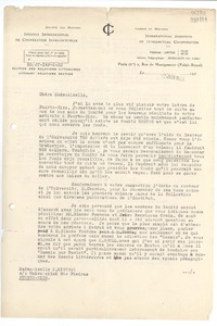 [Carta] 1933 juin 2, Paris, [Francia] [a] Mademoiselle G. Mistral