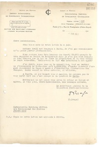 [Carta] 1933 juil 1, Paris, [Francia] [a] Mademoiselle Gabriela Mistral