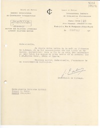 [Carta] 1933 sept. 9, Paris, [Francia] [a] Mademoiselle Gabriela Mistral, Consul du Chili, Madrid