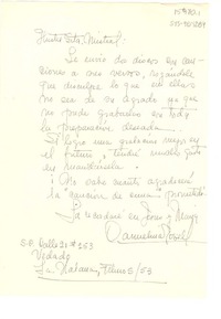 [Carta] 1953 feb. 5, La Habana, Cuba [a] Gabriela Mistral