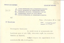 [Carta] 1935 nov. 28, Roma, [Italia] [a la] Srta. D. Gabriela Mistral, Cónsul de Chile, Av. Menéndex y Pelayo, 11, Madrid, [España]