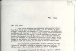 [Carta] 1970 Nov. 18, [Estados Unidos] [a] Miss Doris Dana, Suite 2302, 515 Madison Avenue, New York